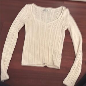 Cream Long Sleeve Knit Top